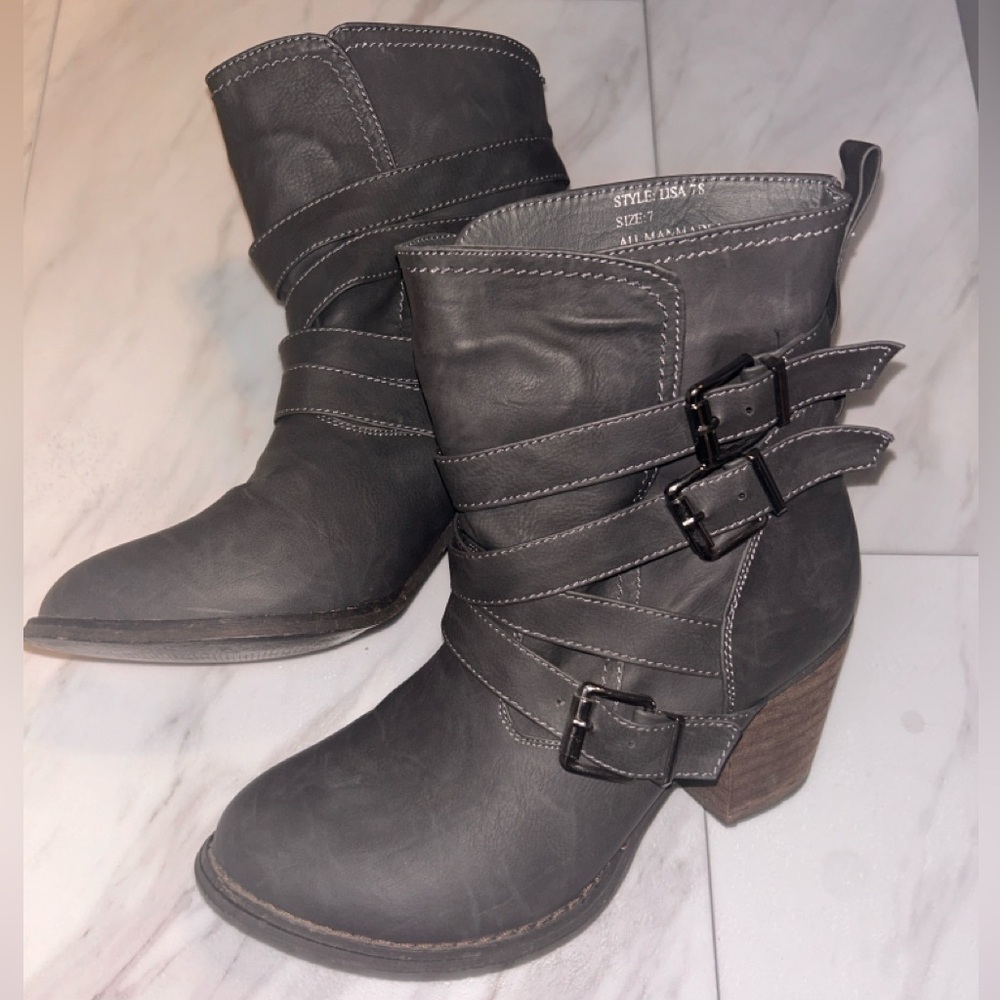 Vanity Gray Heeled Boots